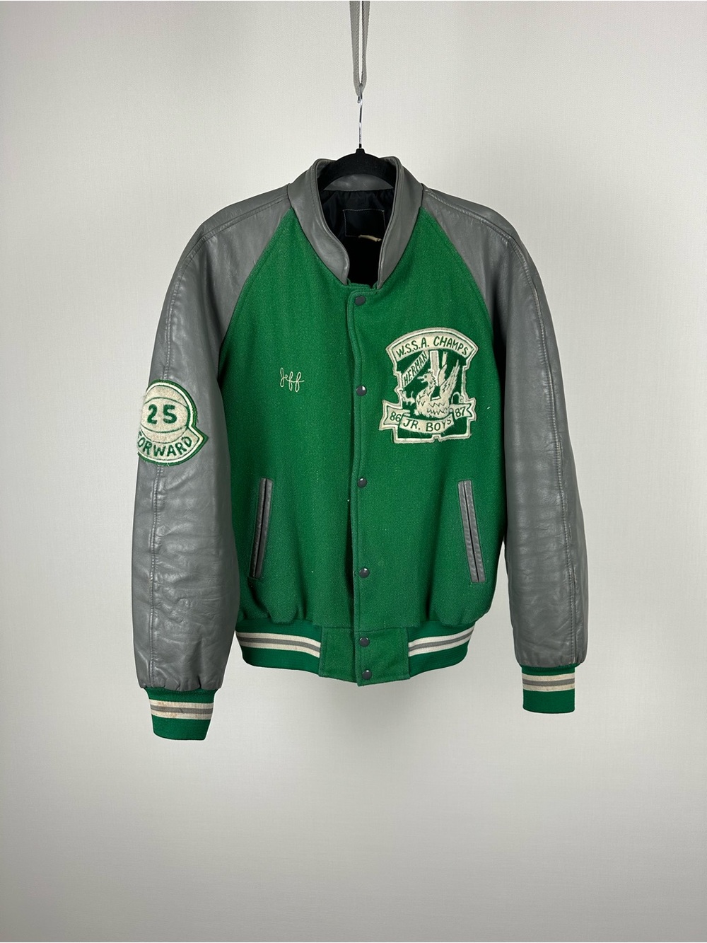 Vintage Griffins Varsity Letterman Jacket Leather Sleeves WSSA Champs Green